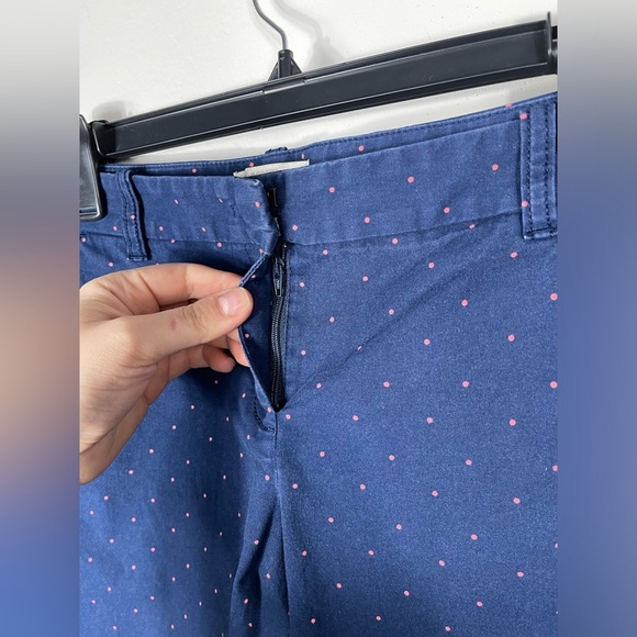 J. Crew by Bermuda Shorts Blue Pink Polka Dot Flat Front Stretch Pockets Cotton - Picture 4 of 9